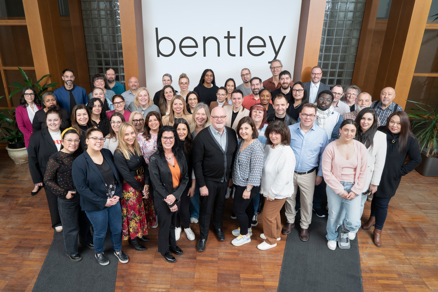 Image of the team at Bentley's head office. 