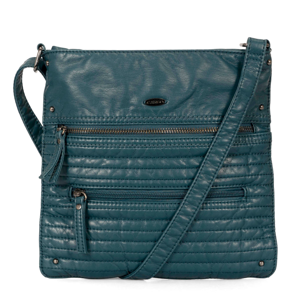 Small Faux Leather Quilted Multi Zip Crossbody - Bentley