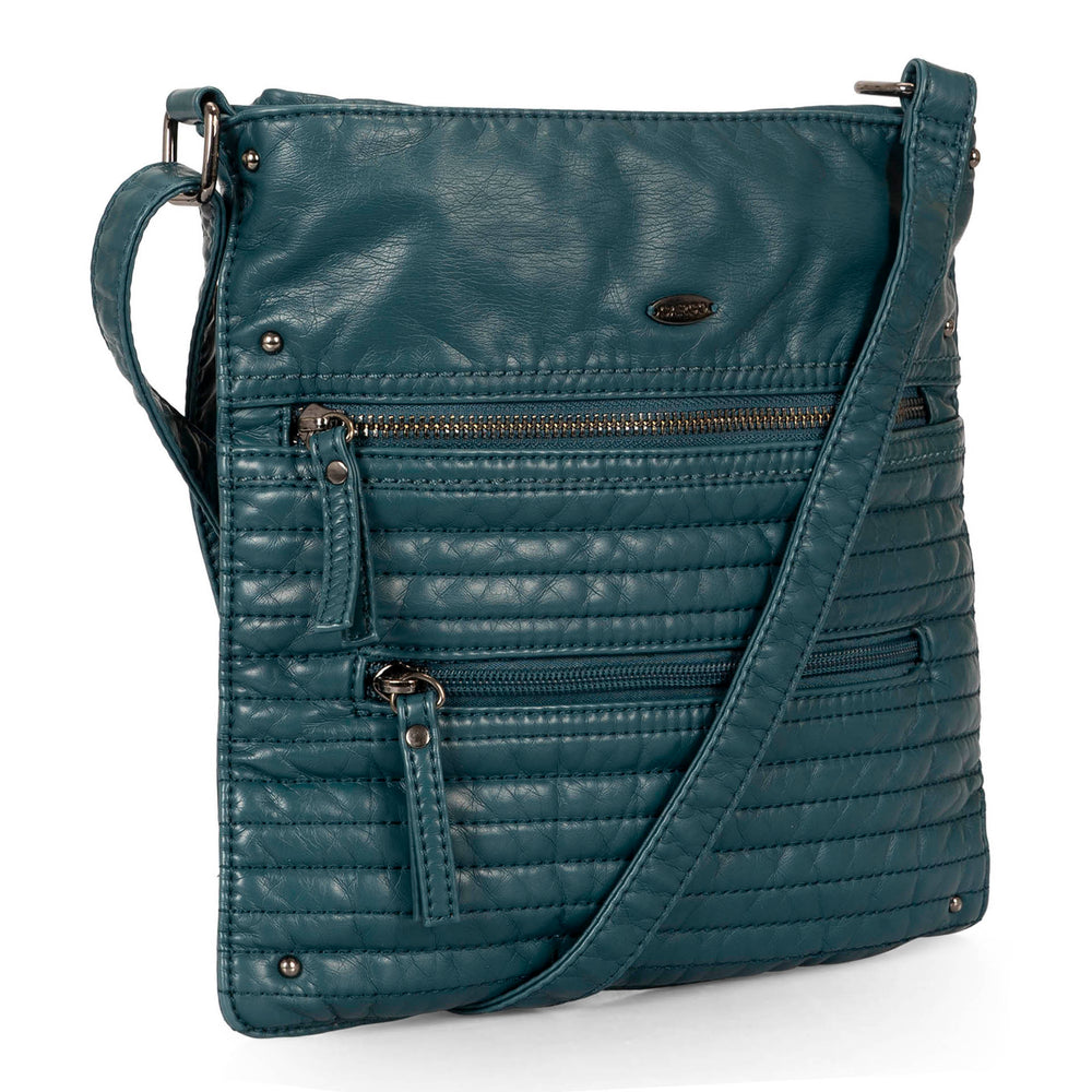 Small Faux Leather Quilted Multi Zip Crossbody - Bentley