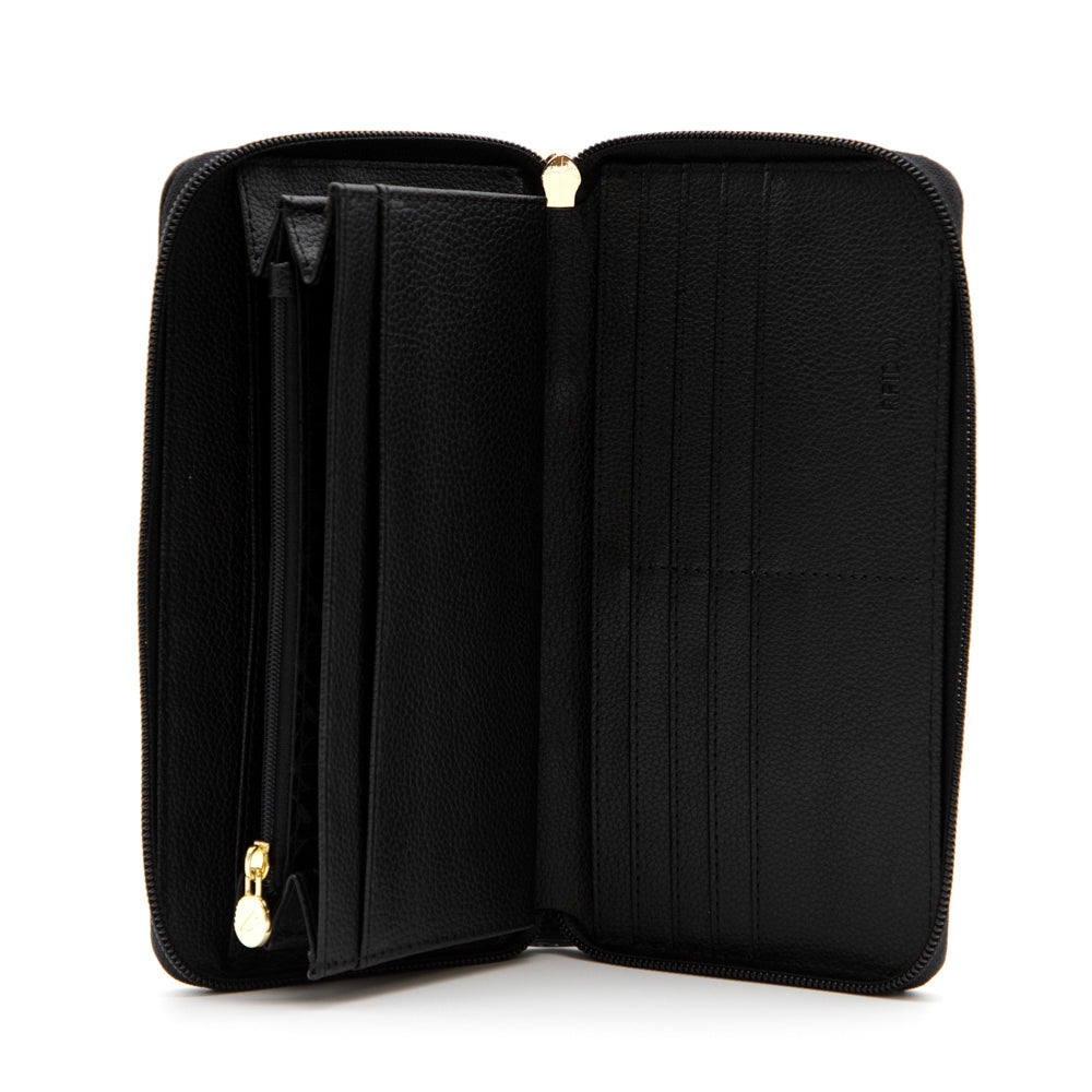 Riona Ivy Pebbled RFID Zip Around Wallet