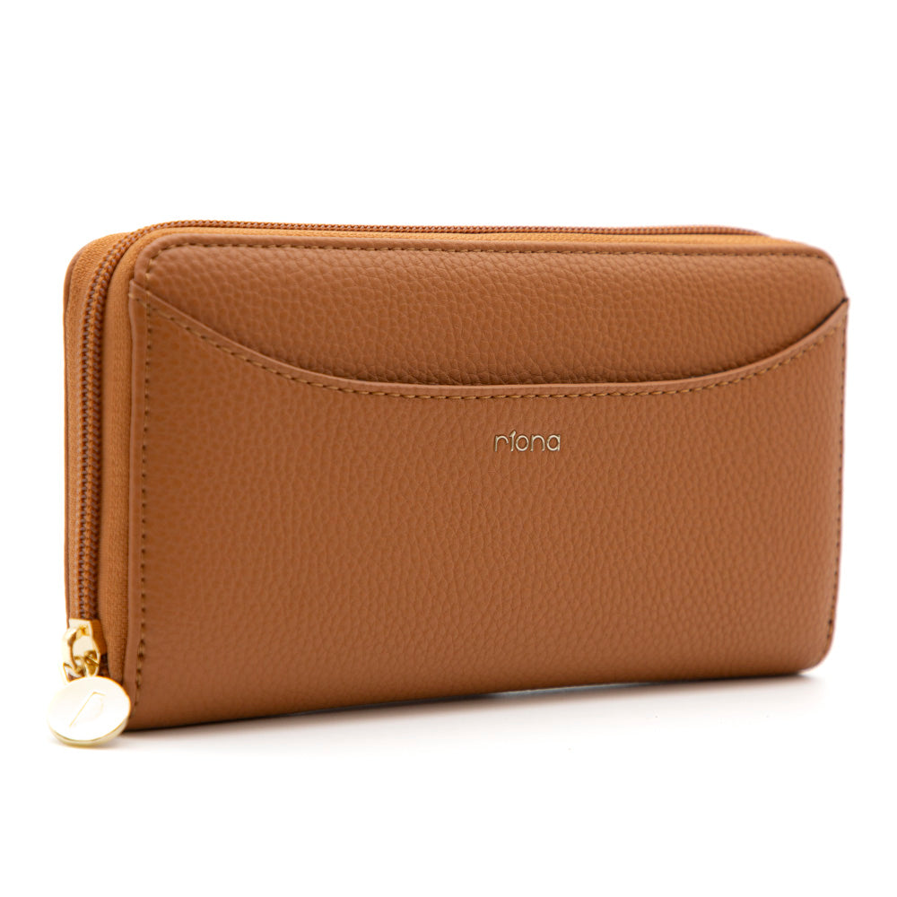 Riona Ivy Pebbled RFID Zip Around Wallet