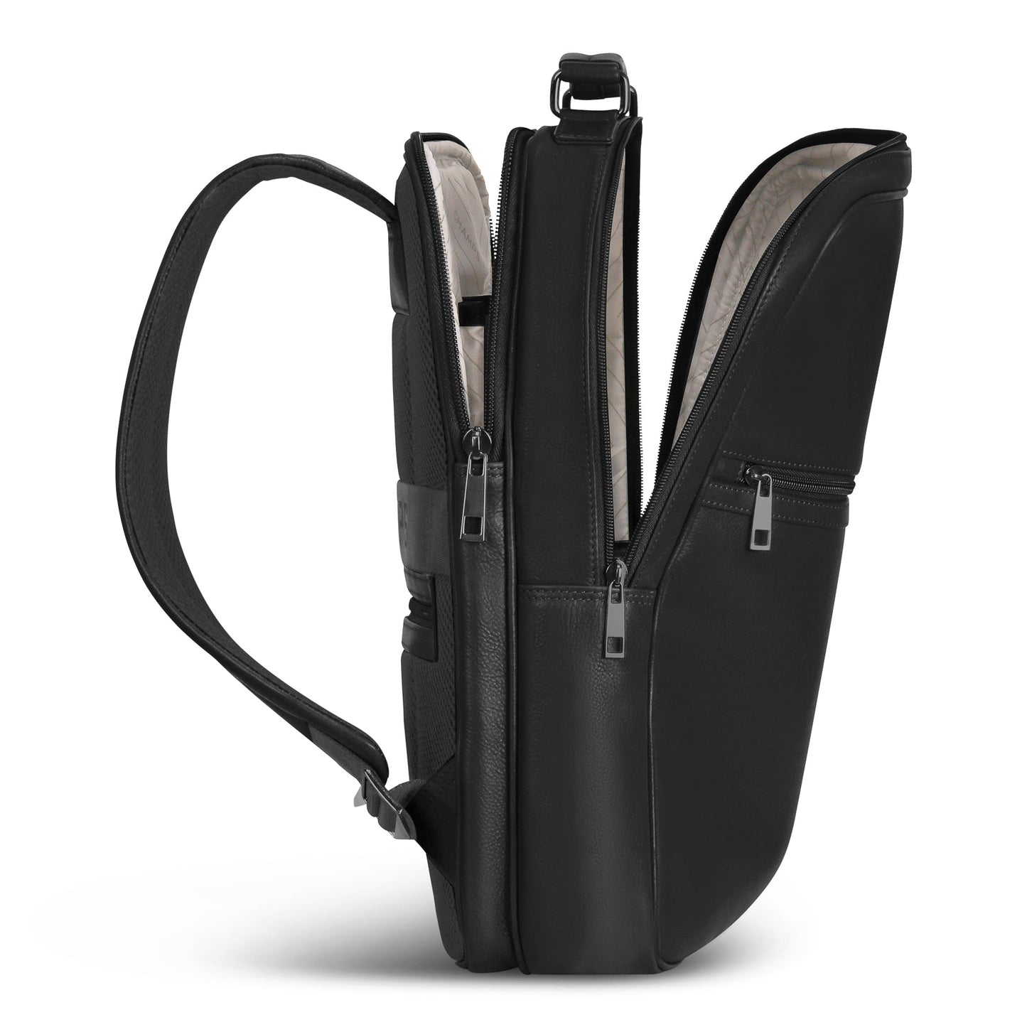 Sac à dos compact Champs en cuir Onyx