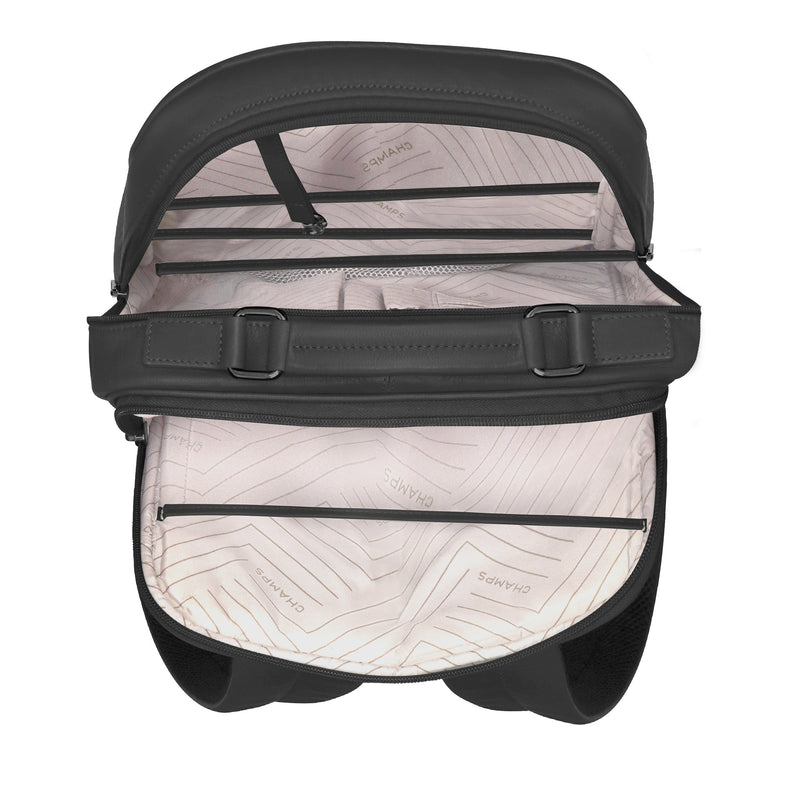 Sac à dos compact Champs en cuir Onyx