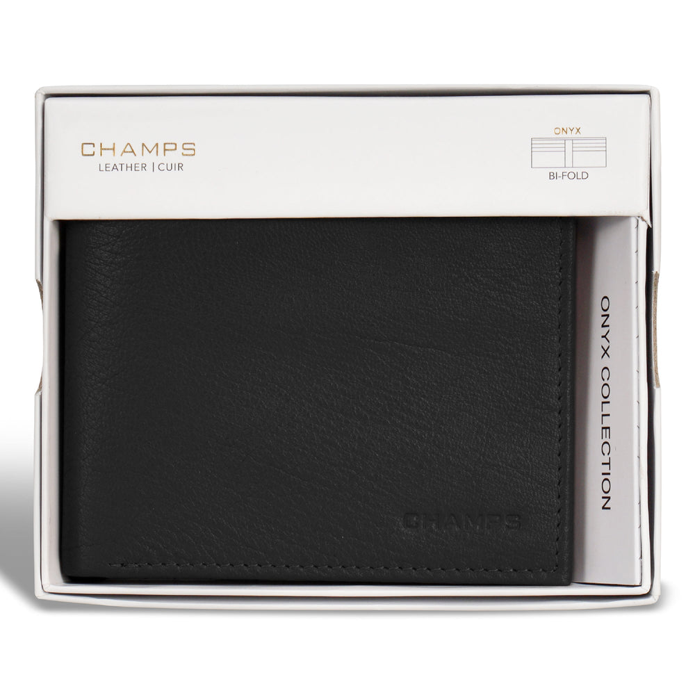 Champs Onyx Leather Bi-Fold Wallet