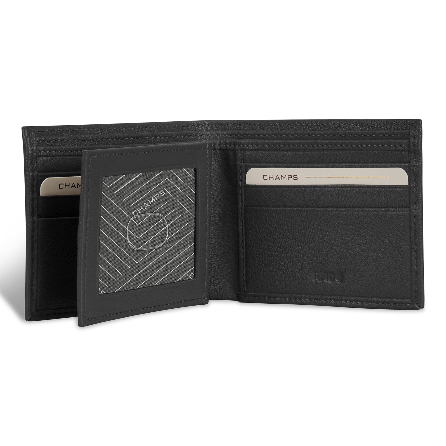 Champs Onyx Leather Center Wing Wallet