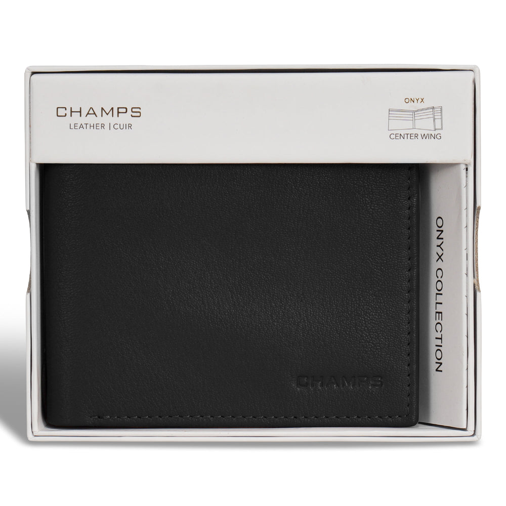 Champs Onyx Leather Center Wing Wallet
