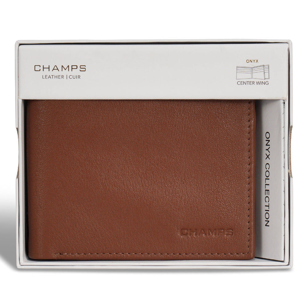 Champs Onyx Leather Center Wing Wallet
