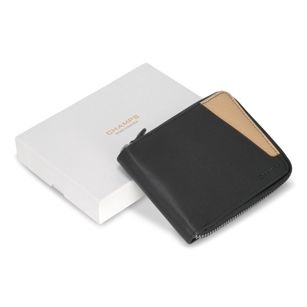 Champs Iconic Leather Zip Around Wallet