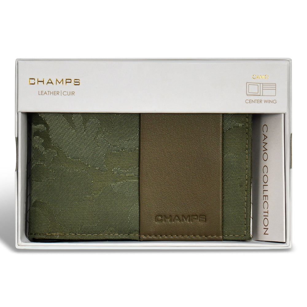 Champs Camo Leather Center Wing Wallet