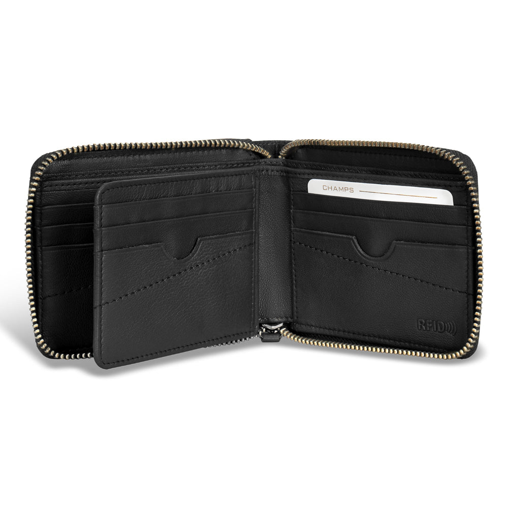 Champs Camo Leather Zip Around Wallet