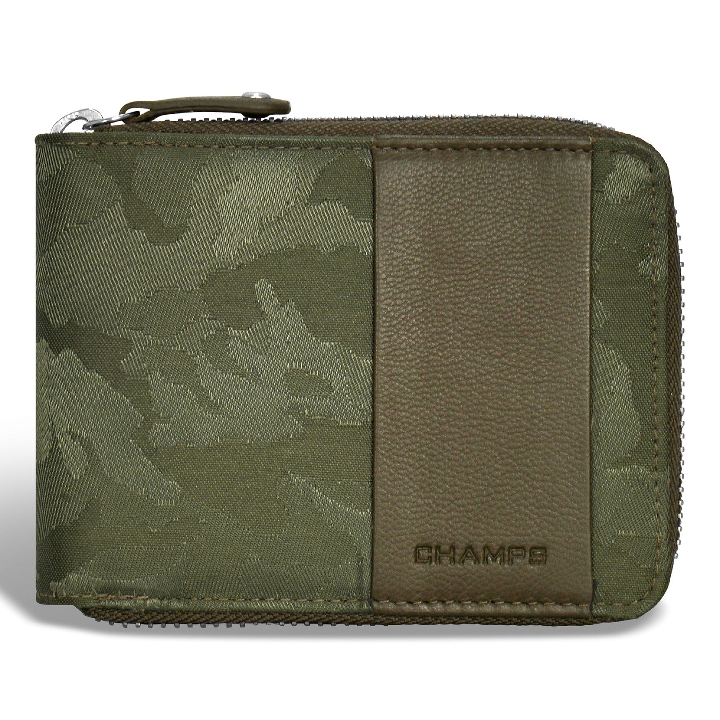 Champs Portefeuille zippé en cuir camouflage 