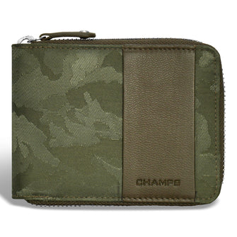 Champs Portefeuille zippé en cuir camouflage 