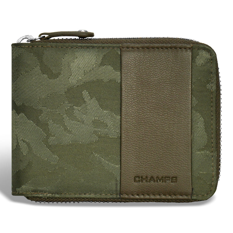 Champs Camo Leather Zip Around Wallet