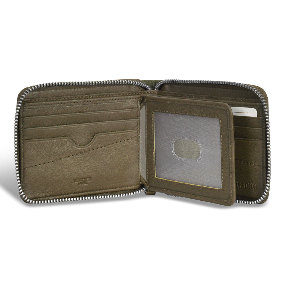 Champs Camo Leather Zip Around Wallet