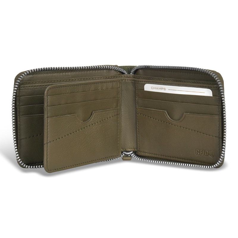 Champs Camo Leather Zip Around Wallet