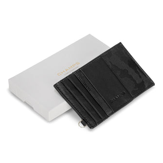 Porte-cartes fin en cuir camouflage Champs
