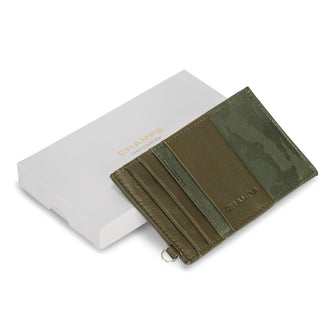 Porte-cartes fin en cuir camouflage Champs