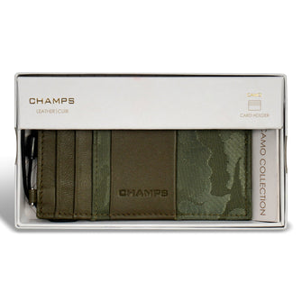 Porte-cartes fin en cuir camouflage Champs