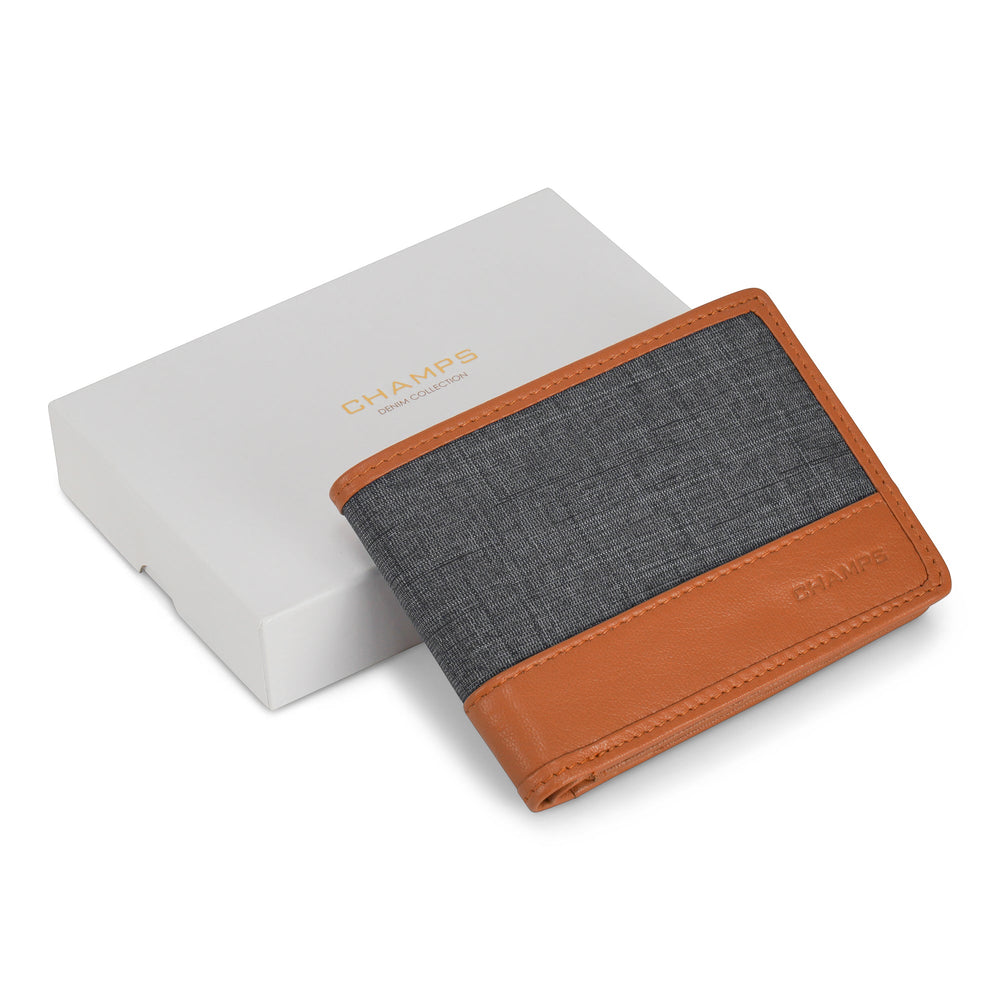 Champs Denim Leather Center Wing Wallet