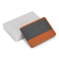 Portefeuille zippé en cuir denim Champs