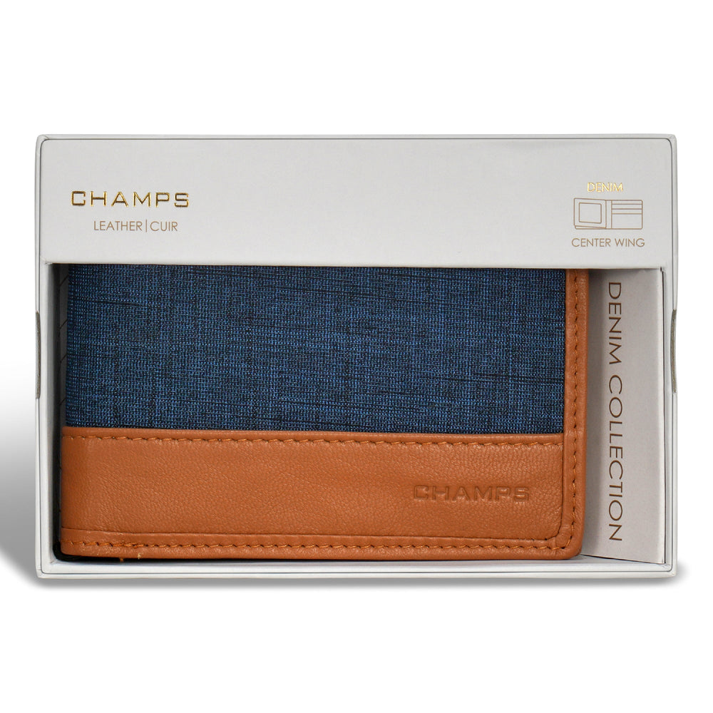 Champs Denim Leather Center Wing Wallet