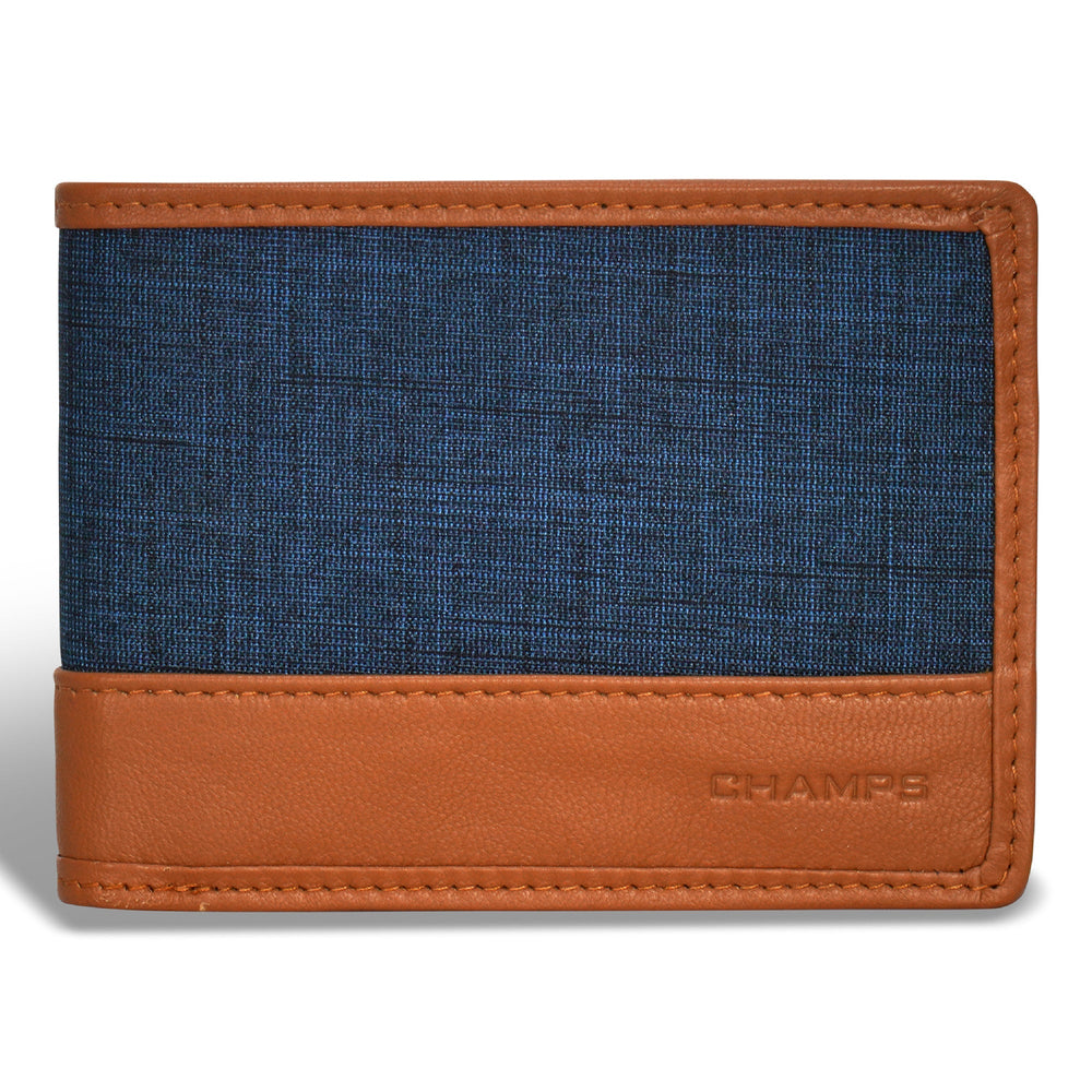 Champs Denim Leather Center Wing Wallet