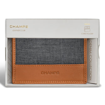 Champs Porte-cartes en cuir denim 
