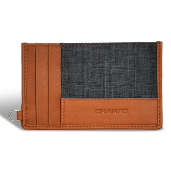 Champs Porte-cartes fin en cuir denim 