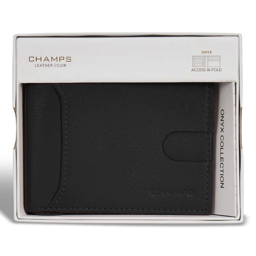 Champs Onyx Leather Access Bi-Fold Wallet
