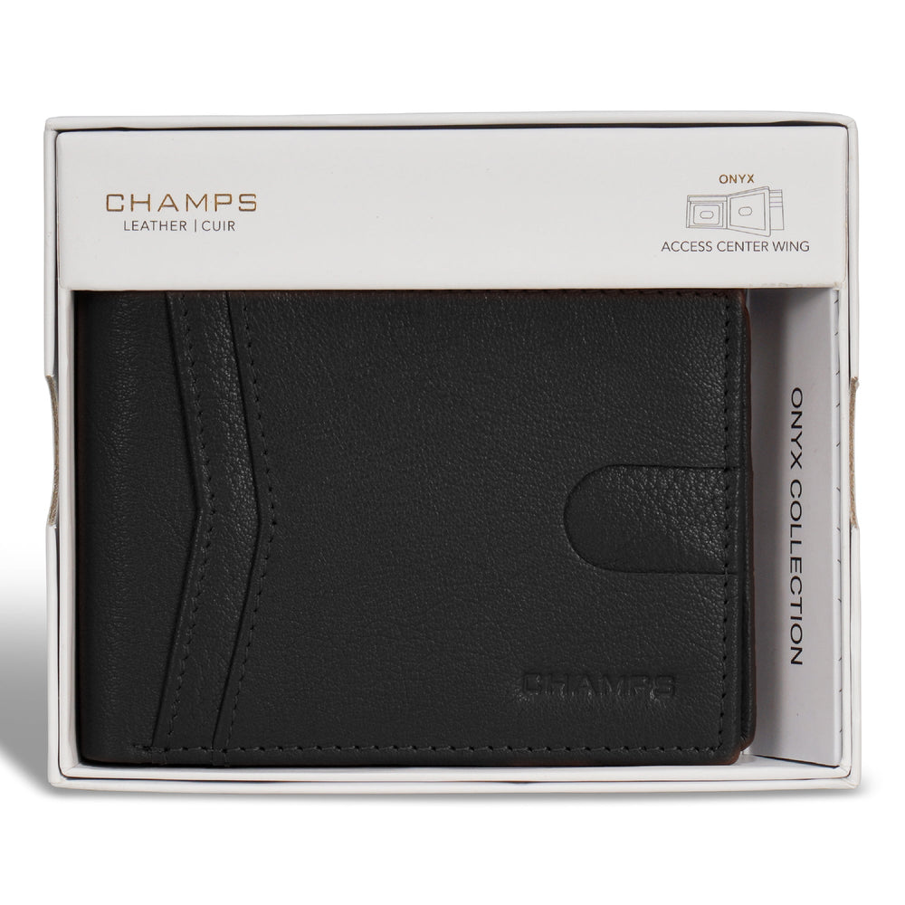 Champs Onyx Leather Access Center Wing Wallet