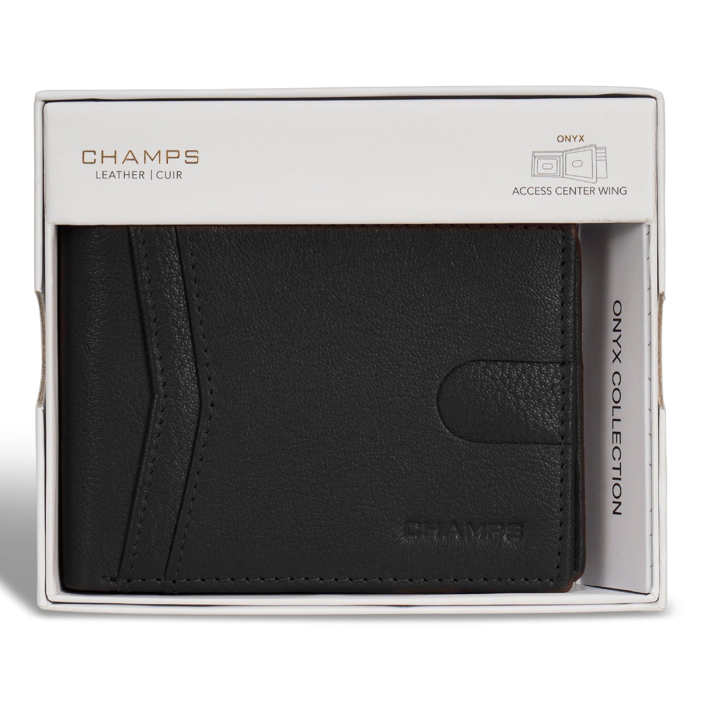 Portefeuille Champs Onyx Leather Access Center Wing