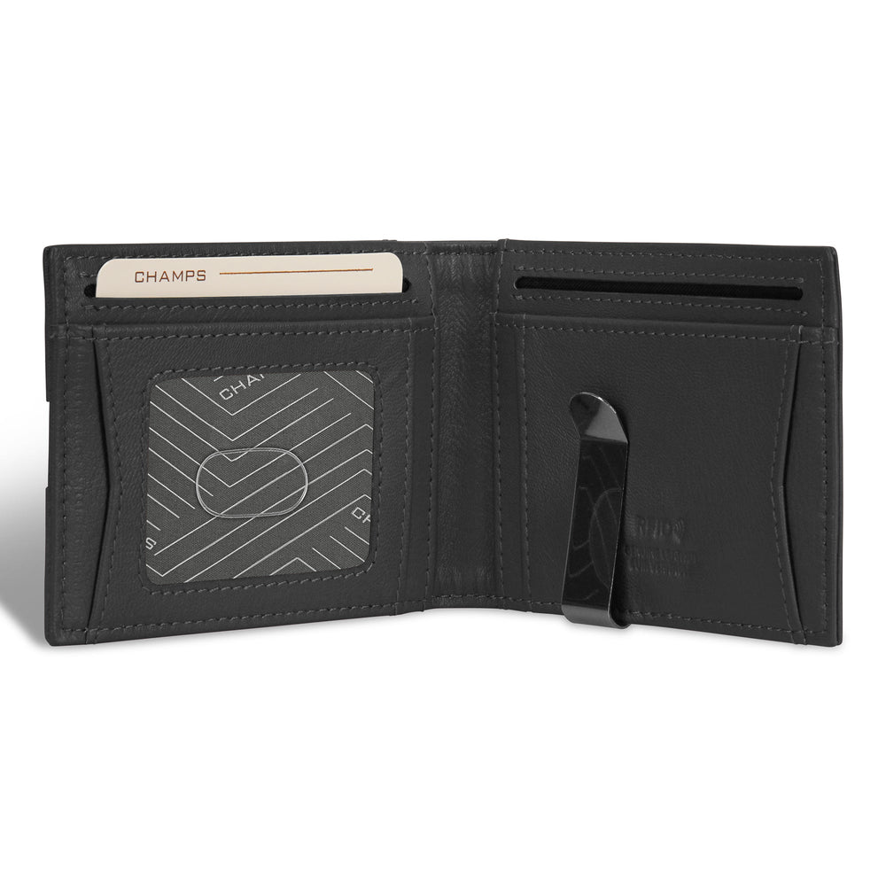 Champs Onyx Leather Bi-Fold Clip Wallet