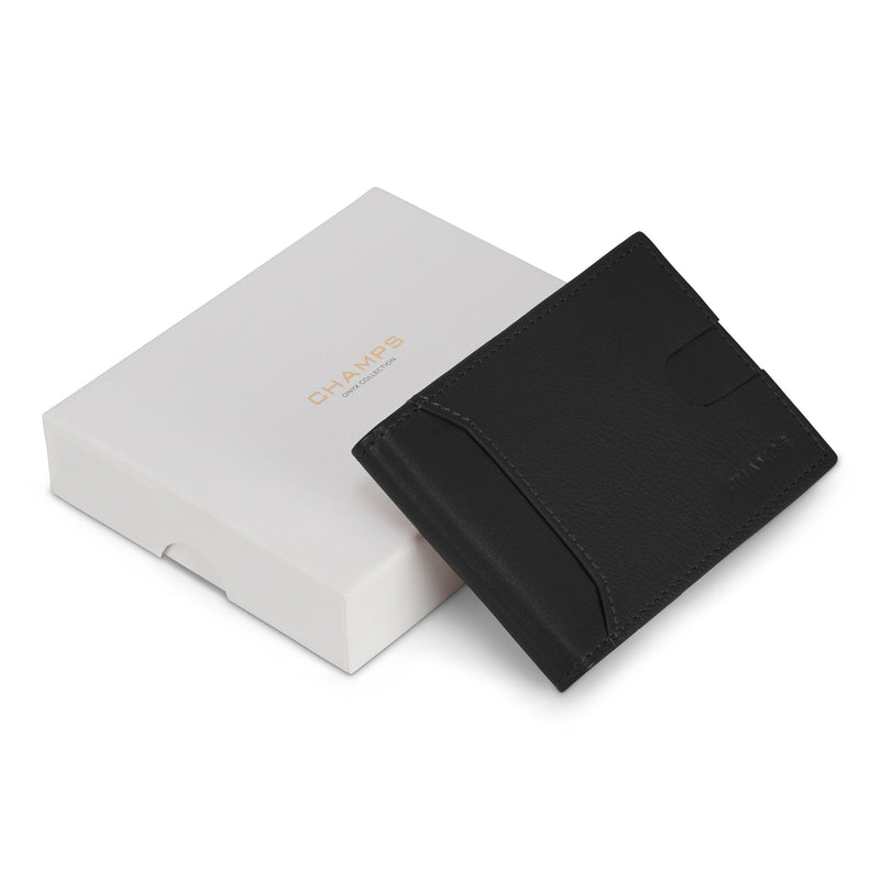 Portefeuille Champs en cuir Onyx à deux volets avec clip