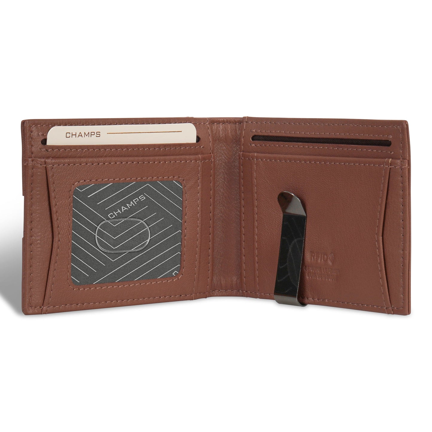 Champs Onyx Leather Bi-Fold Clip Wallet