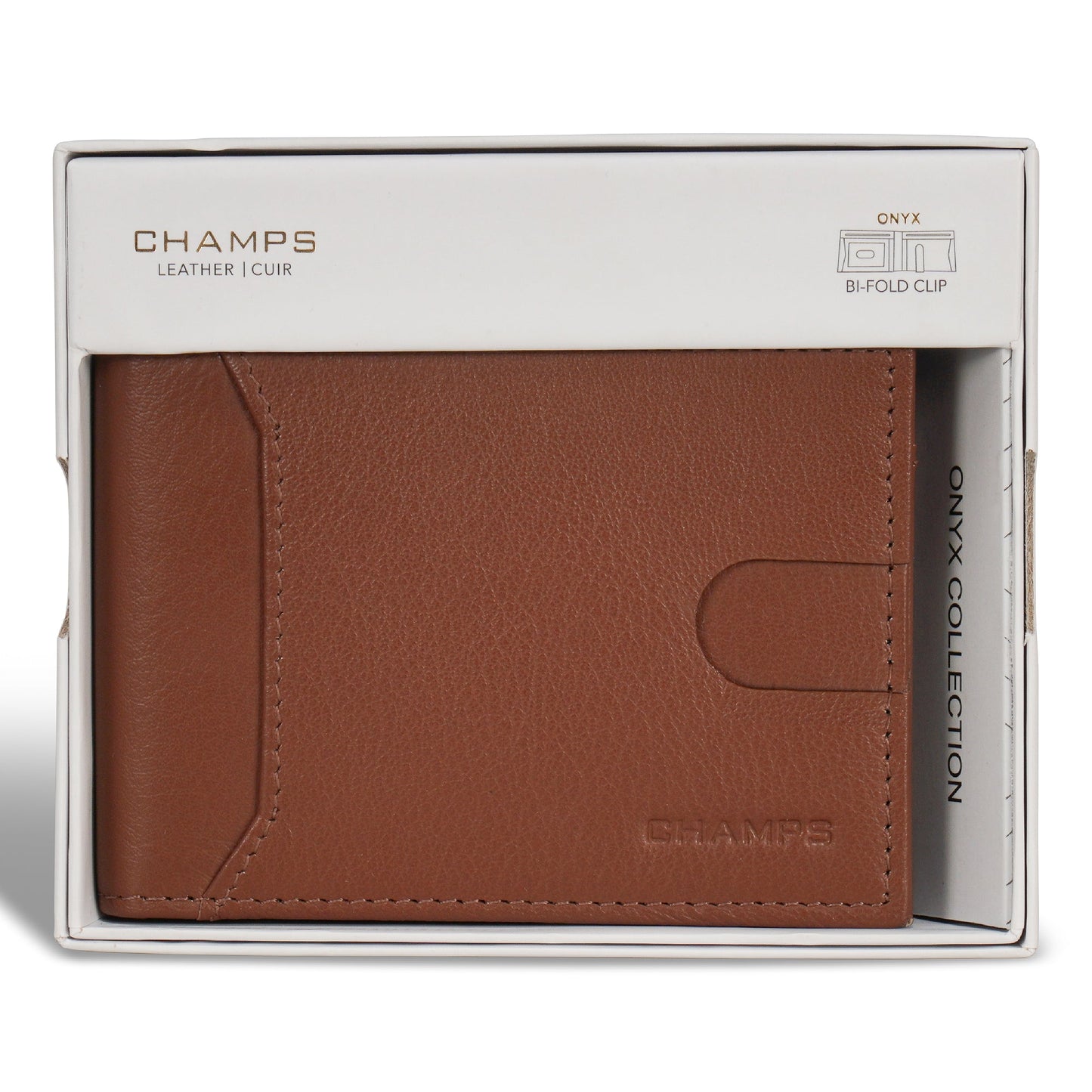 Champs Onyx Leather Bi-Fold Clip Wallet