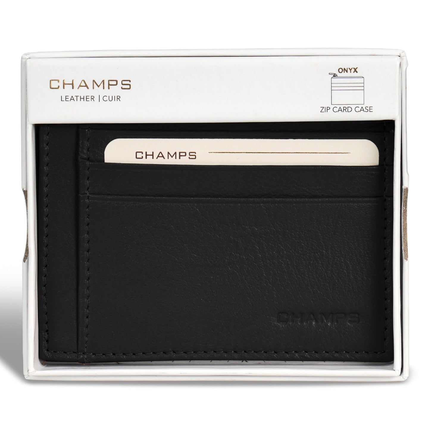 Champs Onyx Étui à cartes zippé en cuir