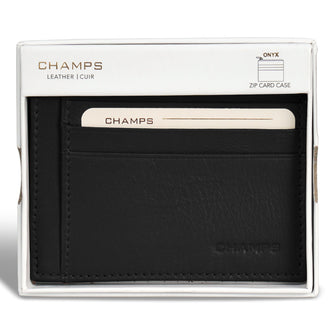 Champs Onyx Étui à cartes zippé en cuir