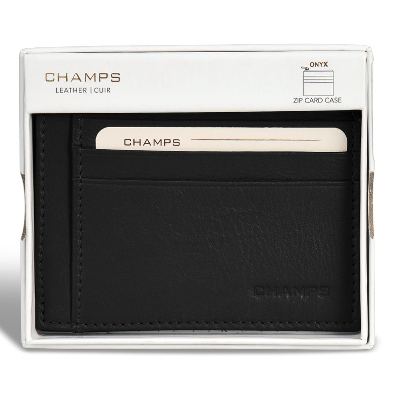 Champs Onyx Étui à cartes zippé en cuir