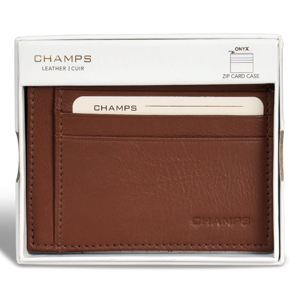 Champs Onyx Étui à cartes zippé en cuir