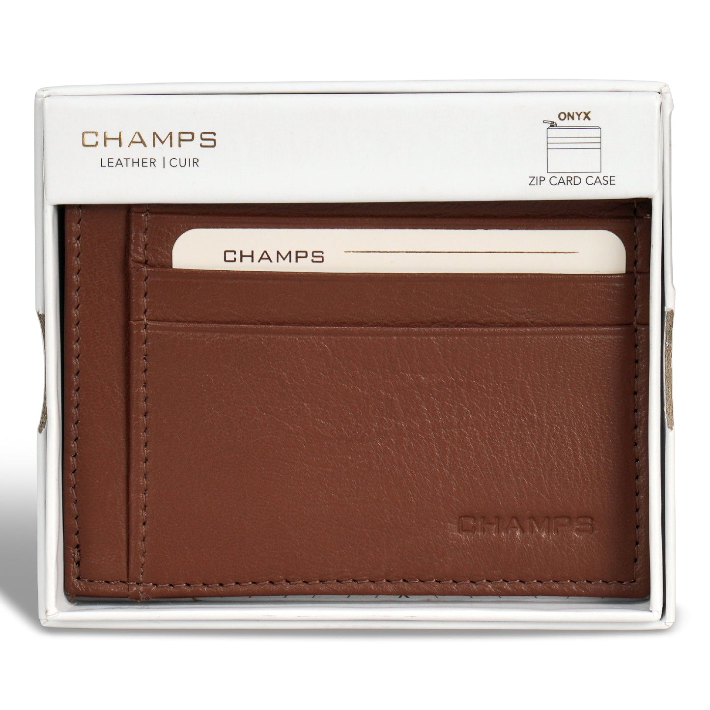 Champs Onyx Étui à cartes zippé en cuir