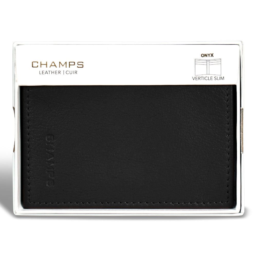 Champs Onyx Portefeuille vertical fin en cuir
