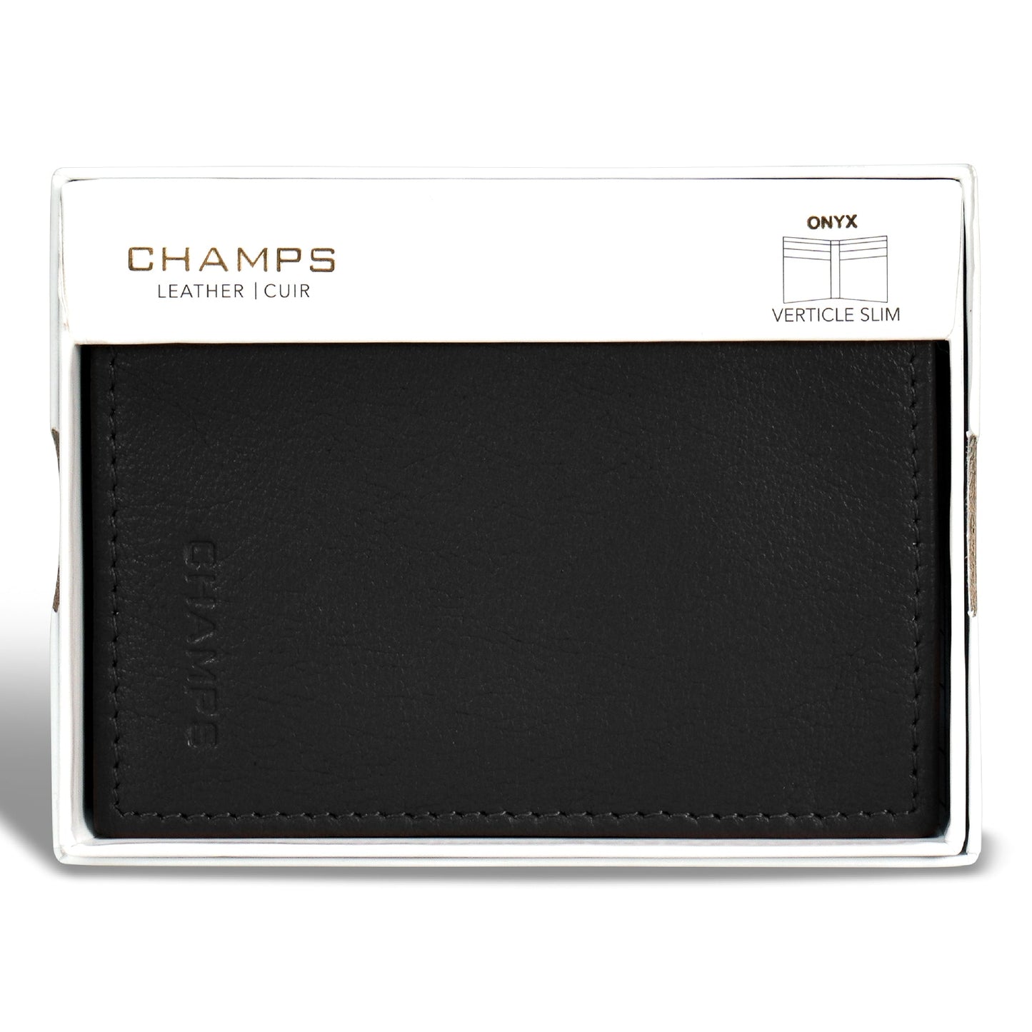 Champs Onyx Portefeuille vertical fin en cuir