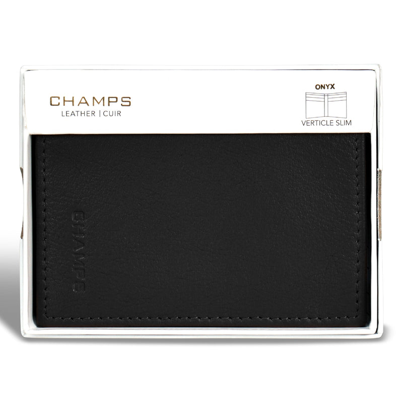 Champs Onyx Portefeuille vertical fin en cuir