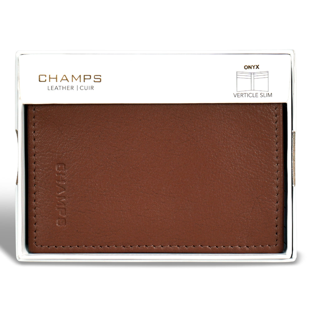 Champs Onyx Portefeuille vertical fin en cuir