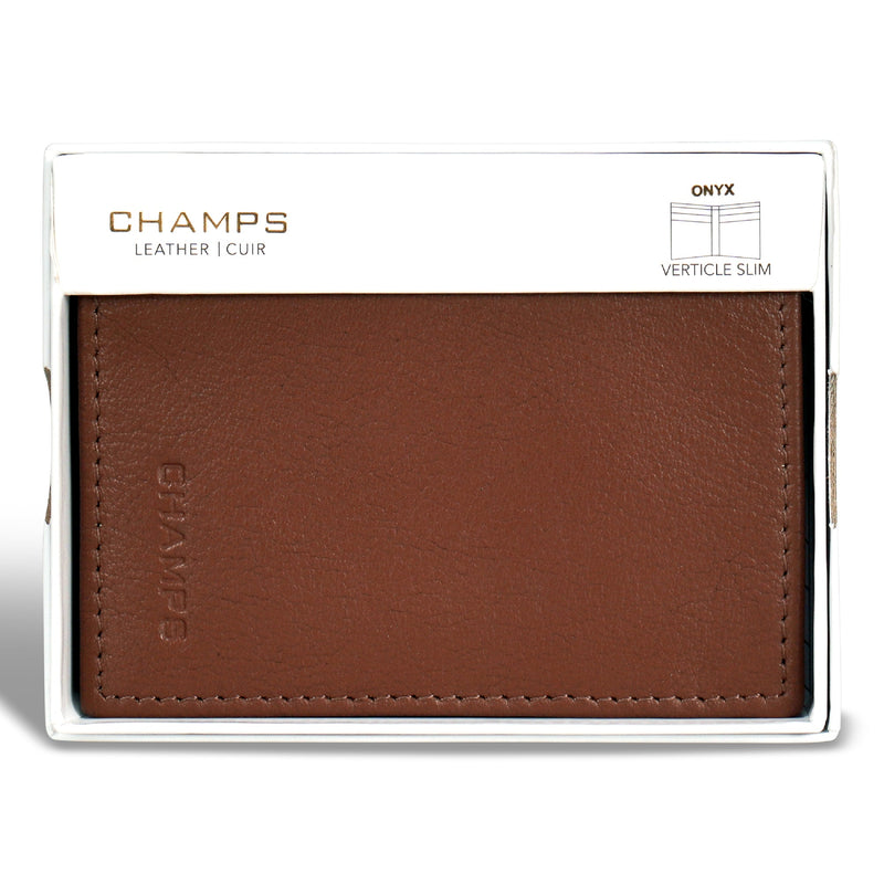 Champs Onyx Portefeuille vertical fin en cuir