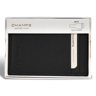 Porte-cartes hybride Champs en cuir Onyx Mag