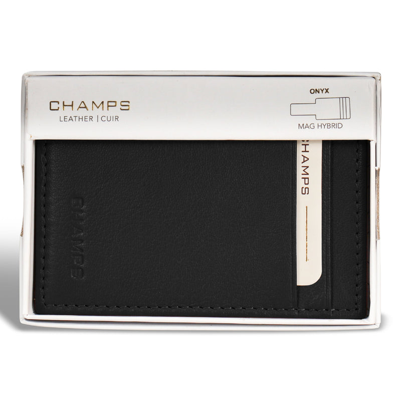 Porte-cartes hybride Champs en cuir Onyx Mag