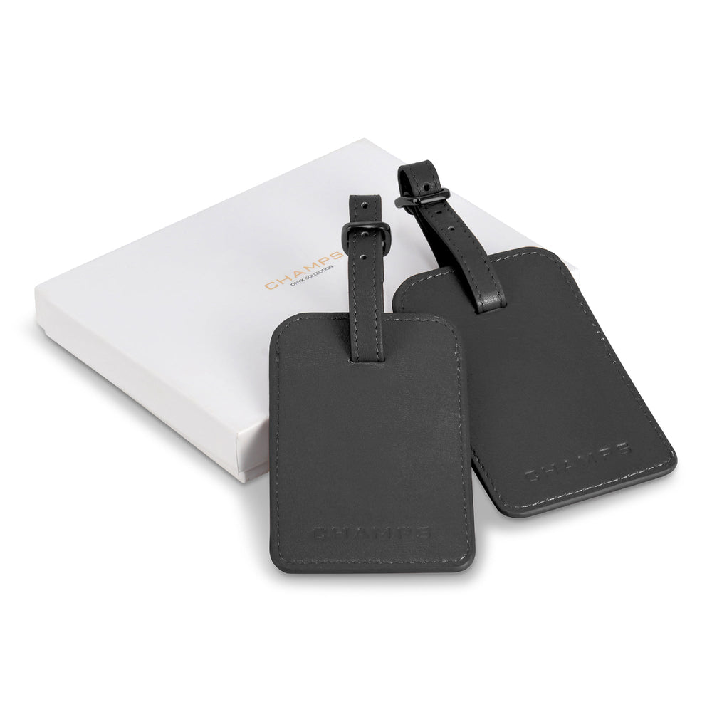 Champs Onyx Leather Luggage Tags