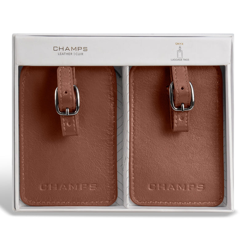Champs Onyx Leather Luggage Tags