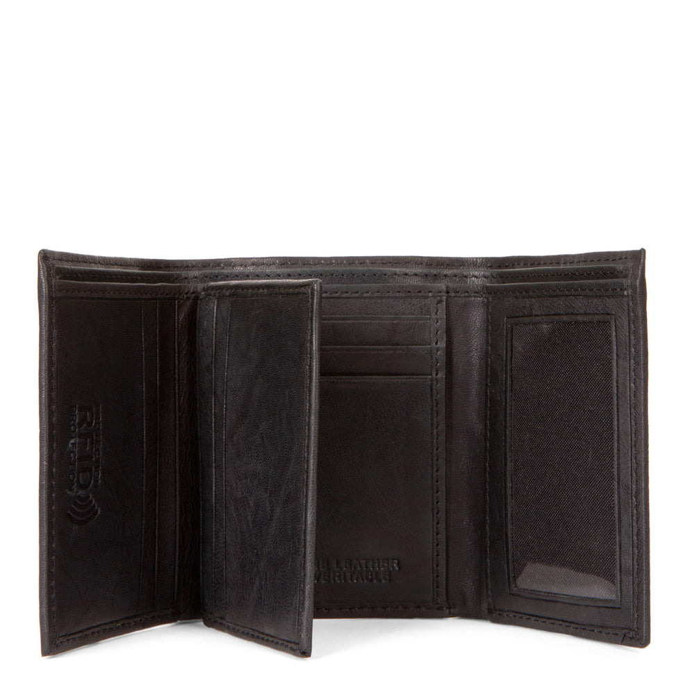 Leather RFID Trifold Wallet with centre wing - Bentley